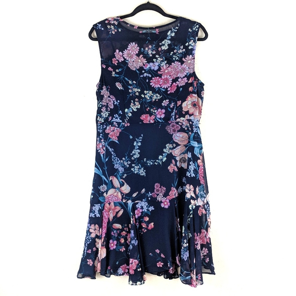 roz & ALI Floral Print Chiffon Ruffled Dress 12